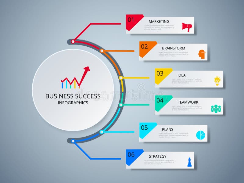 Pomyślnego biznesowego pojęcie okręgu infographic szablon Infographics z ikonami i elementami Pomyślnego biznesowego pojęcie okręgu infographic szablon Infographics z ikonami i elementami