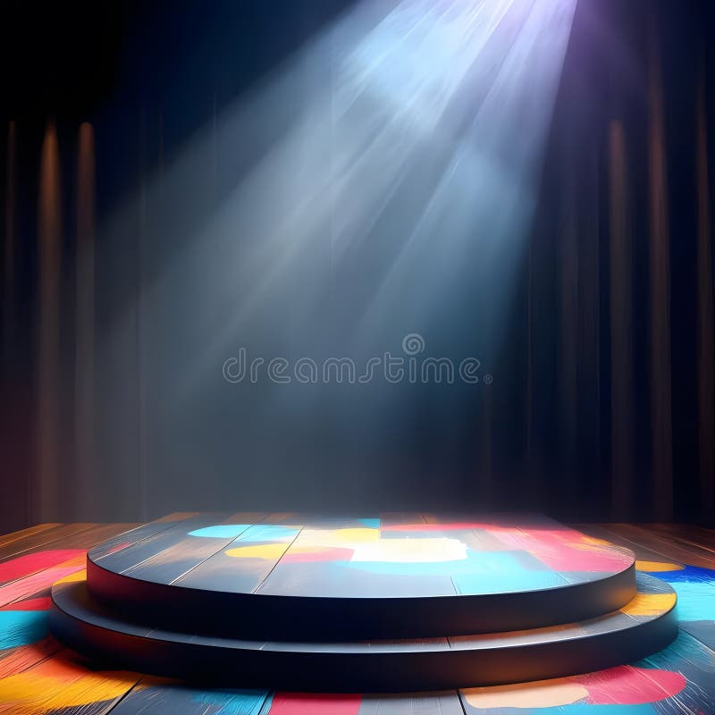 Ponadczasowa elegancja drewniana czarna podium z żywymi wzorami abstrakcyjnymi ilustracji