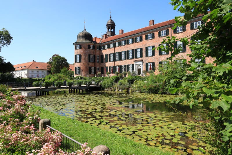 Pond and historic castle in Eutin royalty free stock photo