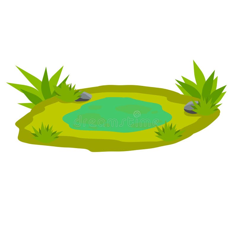 Pond and Swamp, Lake. Flat Cartoon. Background for Illustration. Element of  Nature and Forest and Water Stock Vector - Illustration of plant, rural:  194675843