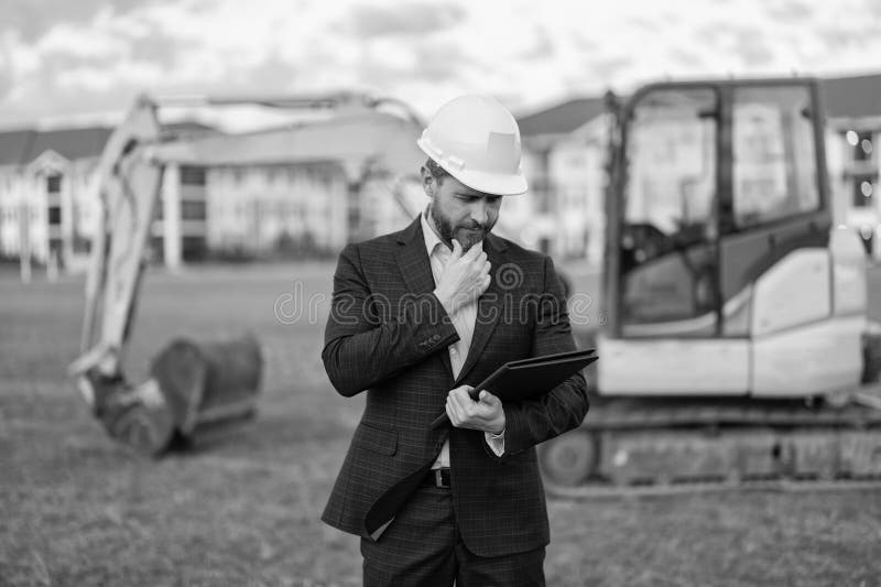 Pondering Construction Inspector Engineer Architecting Stock Photos ...