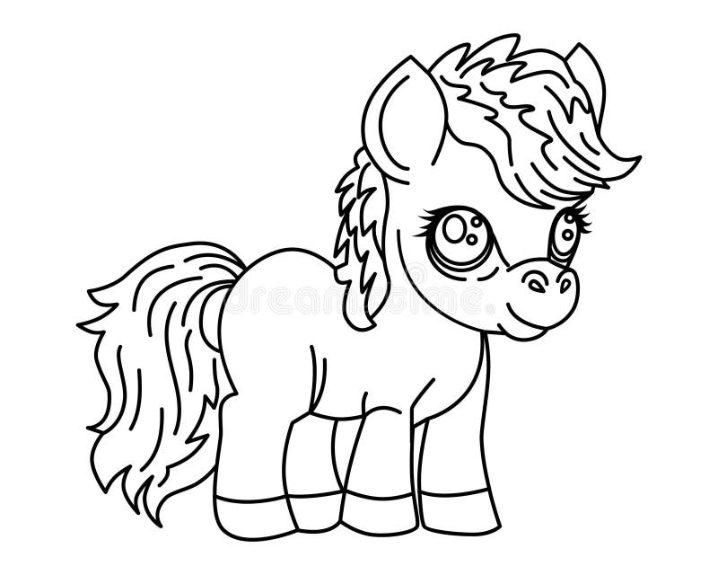 pony coloring book, little pony coloring book for kids, template, vector  illustration, line 25659996 Vector Art at Vecteezy