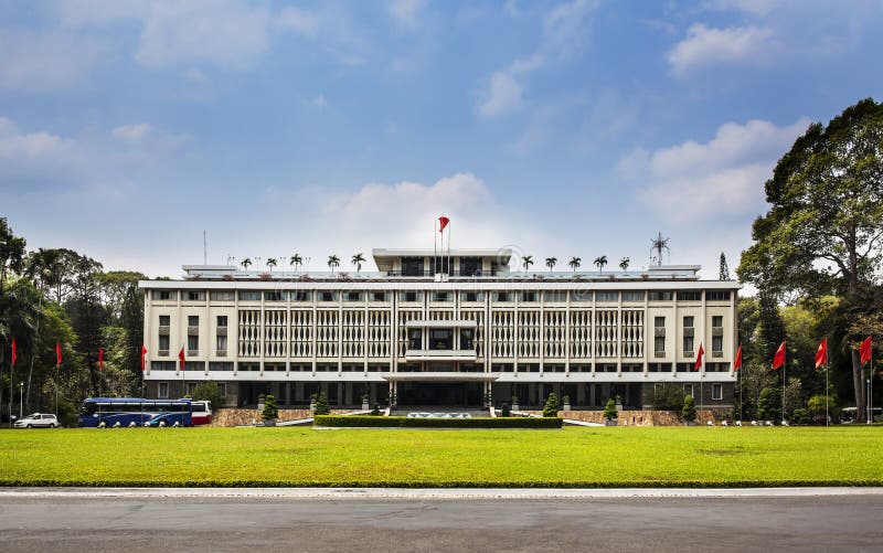 Ponowne zjednoczenie pałac, punkt zwrotny w Ho Chi Minh mieście, Wietnam. obraz stock Ponowne zjednoczenie pałac, punkt zwrotny w Ho Chi Minh mieście, Wietnam. obraz stock