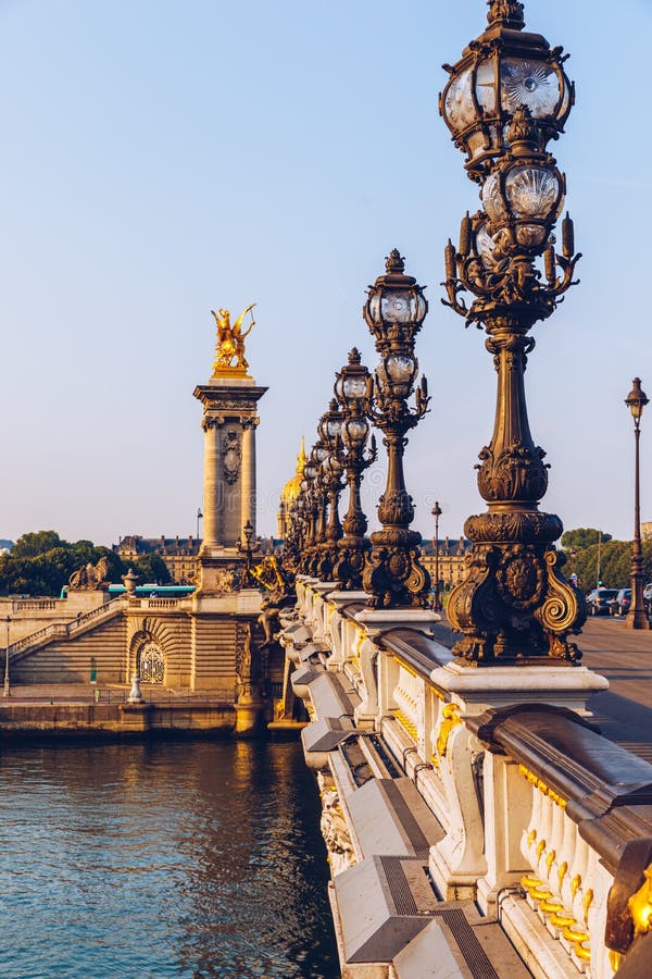 Pont Alexandre III Bridge Over River Seine in the Sunny Summer Morning ...