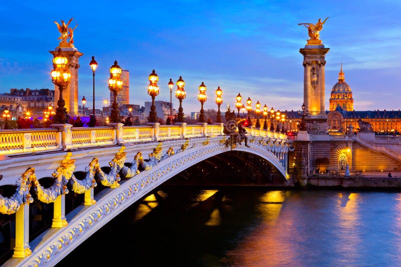 Pont Alexandre III in Paris at Twilight, France Stock Image - Image of ...