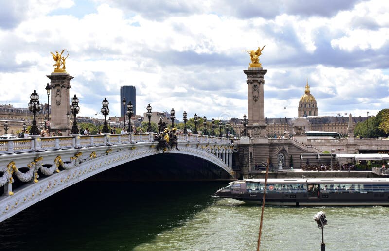Pont Alexandre III And Les Invalides In Paris, France. Editorial Image ...