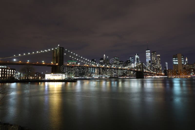 Grand New York Nuit Toile Photos Pont de Brooklyn Split Multi Panneau 40 "