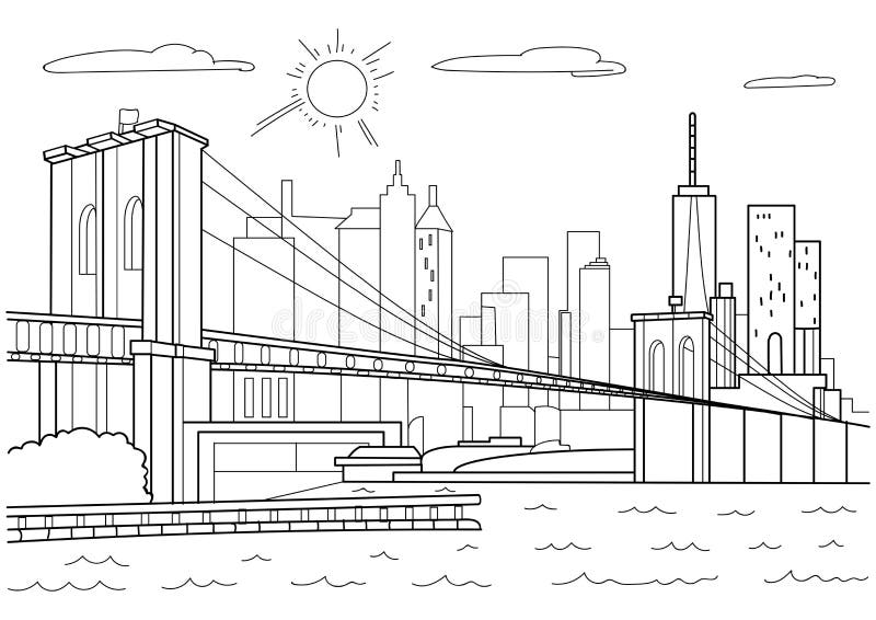 Pont de Brooklyn, New York Livre de coloriage pour adultes