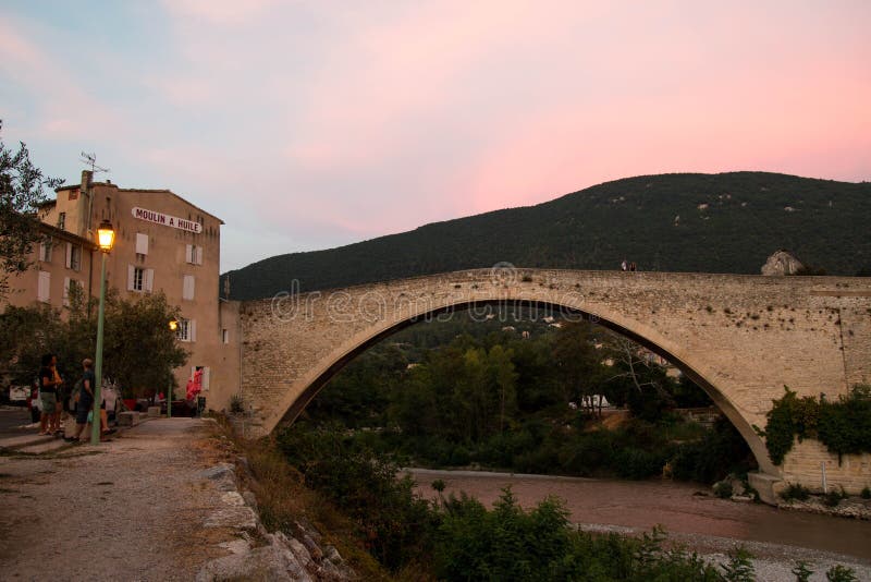Pont de Nyons at sunset. Provence, France. stock photos Pont de Nyons at sunset. Provence, France. stock photos