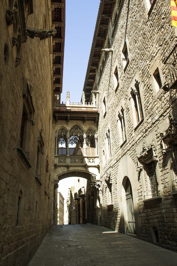 Pont Del Bisbe Bridge in Barcelona, Catalonia, Spain Stock Image