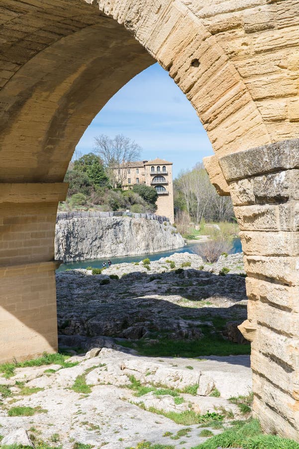 Pont Du Gard Bridge with Arches Stock Image Image of engineering