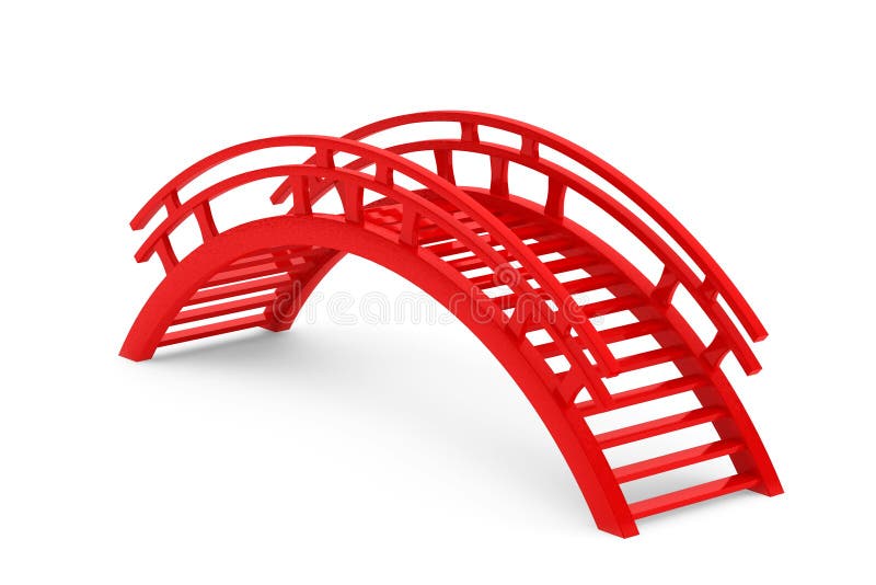 Pont en bois rouge du plan rapproché 3d illustration stock