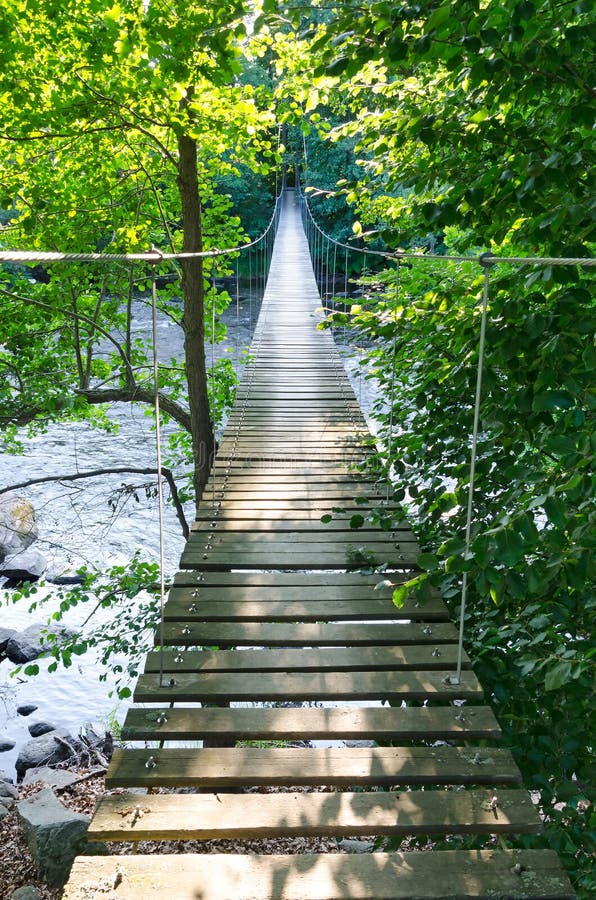 Swedish suspension bridge over Morrum river. Swedish suspension bridge over Morrum river