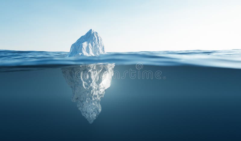 Ponta do icebergue. meio submarino