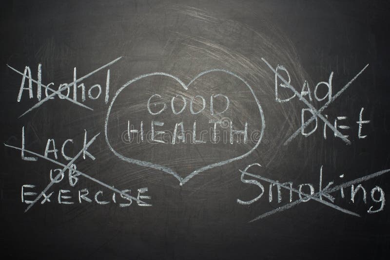 good health tips on a black board. A concept for doctors. good health tips on a black board. A concept for doctors