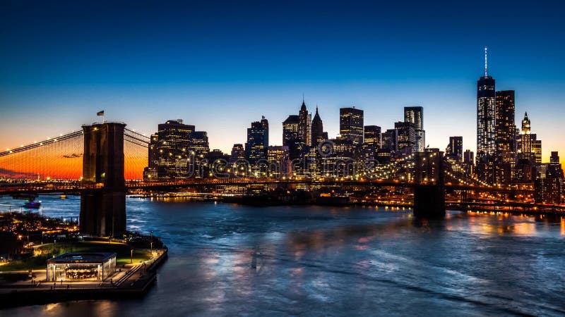 Ponte de Brooklyn no por do sol