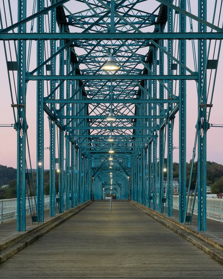 Walnut Street pedestrian bridge over the Tennessee River in Chattanooga, Tennessee. Walnut Street pedestrian bridge over the Tennessee River in Chattanooga, Tennessee