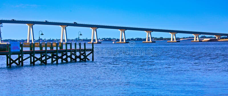 Long highway bridge connecting portions of Sanibel Island over waterways in Florida. Long highway bridge connecting portions of Sanibel Island over waterways in Florida