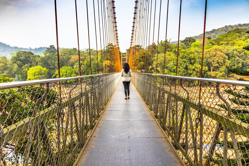Ponte sospeso del cavo di Ezhattumugham-Thumboormuzhi, Kerala fotografia stock libera da diritti Ponte sospeso del cavo di Ezhattumugham-Thumboormuzhi, Kerala fotografia stock libera da diritti