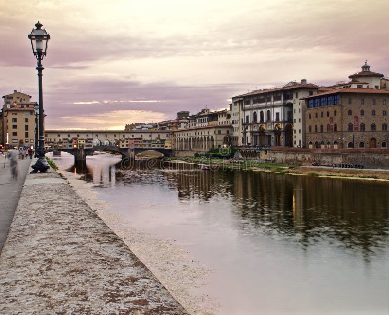 Florence Ponte Vecchio Landscape View Stock Image Image of grey