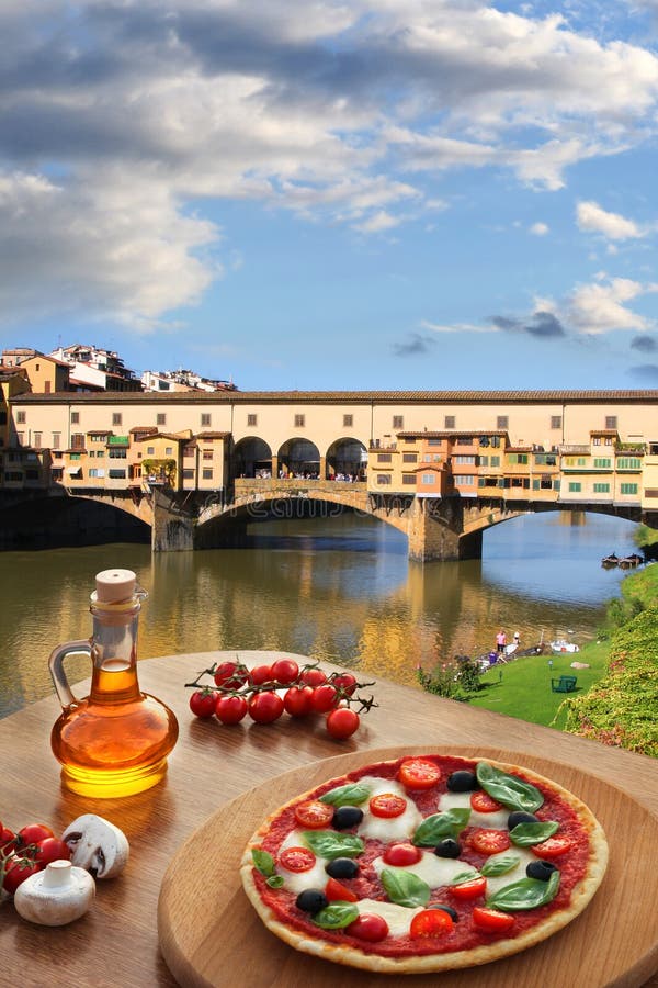 Italian Pizza in Chianti Against Olive Trees and Villa in Tuscany, Italy  Stock Image - Image of landscapes, meal: 33232019