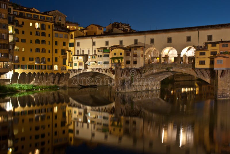 Ponte Vecchio at night. River. Reflection. Рistoric structure. Istoric stock images, royalty-free photos and pictures
