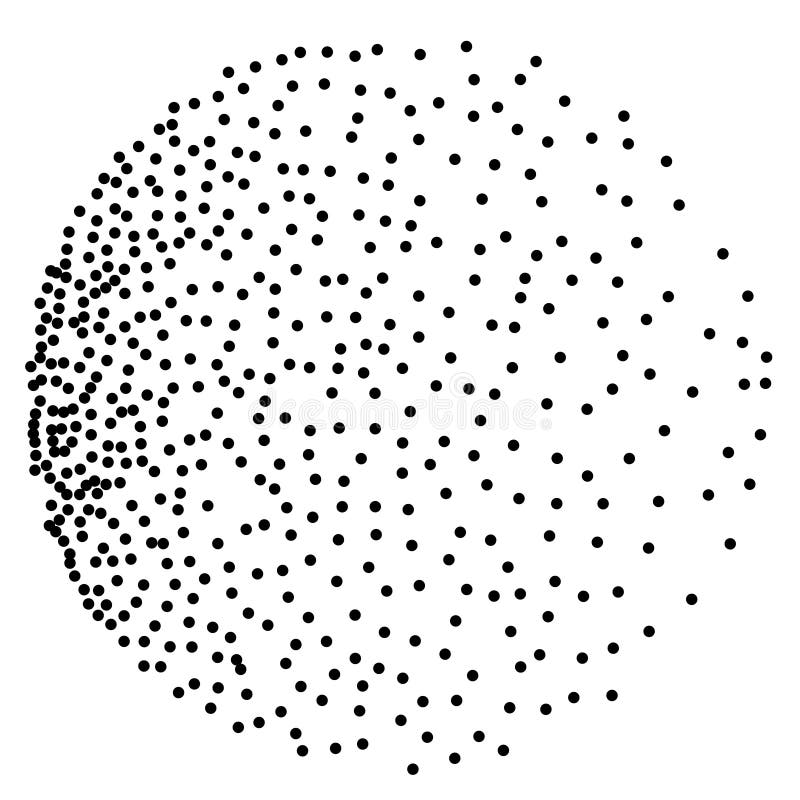 Pontilhe o estilo do pontilhismo da esfera do trabalho Símbolo de intervalo mínimo caótico gravado vintage do logotipo do vetor d ilustração do vetor