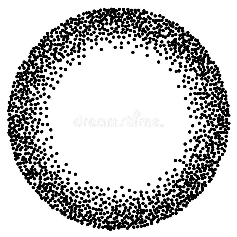 Pontilhe o estilo do pontilhismo da esfera do trabalho Símbolo de intervalo mínimo caótico gravado vintage do logotipo do vetor d ilustração do vetor