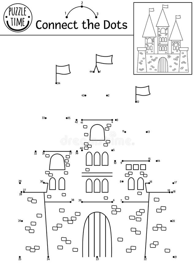 Ponto Vetorial E Atividade De Cor Com Castelo Agudo. Reino Mágico Liga O  Jogo Dos Pontos Para Crianças Com a Casa Do Rei. Fada Ilustração do Vetor -  Ilustração de fada, bebê