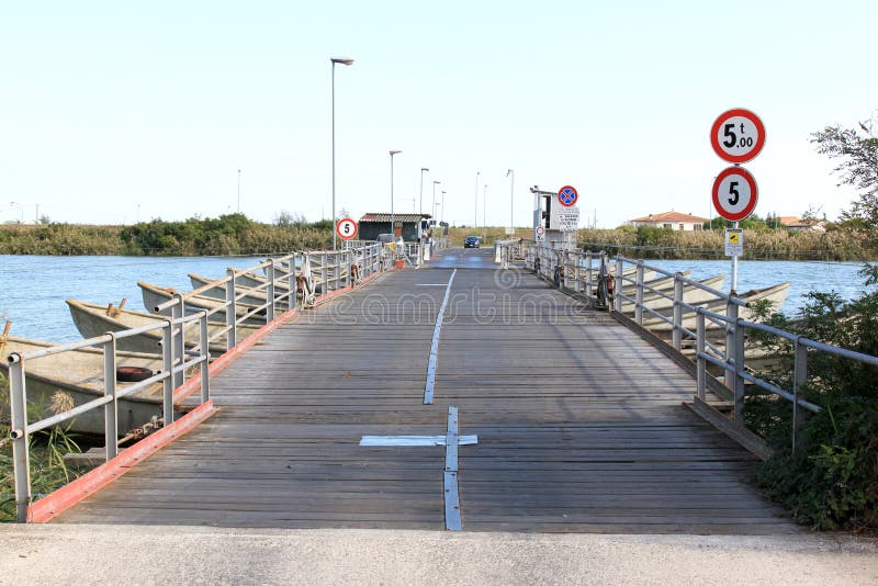 Pontoon bridge over Po di Goro, Italy