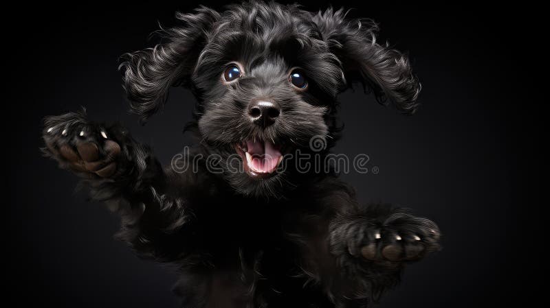 Poodle puppy black background royalty free illustration