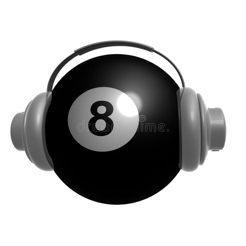 Pool ball with headphone stock illustration. Illustration of pool 12010517