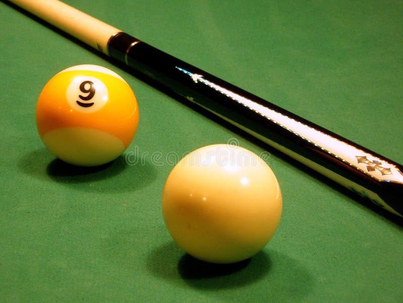 Pool balls and cue stock image. Image of billiards, competition 4890181