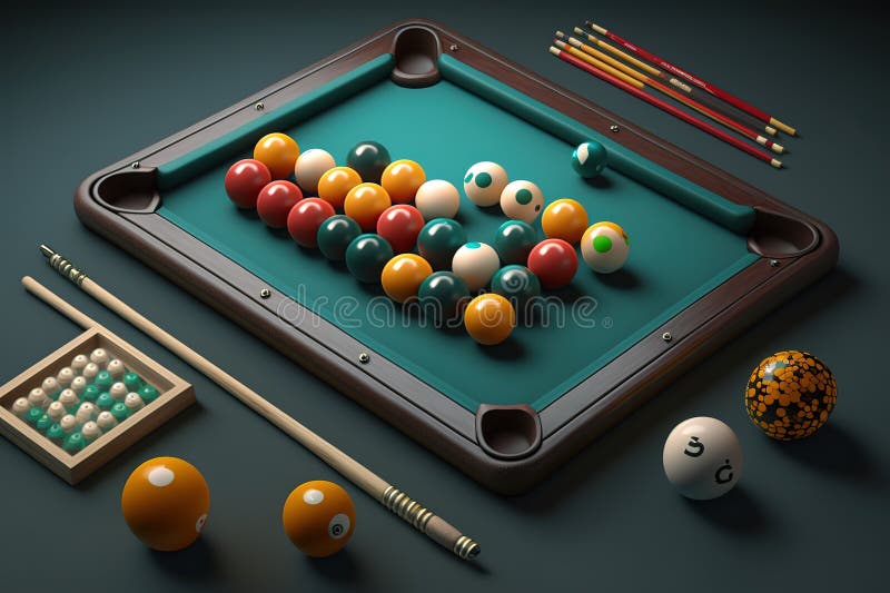 A Pool Game Code and Some Accessories, AI Generated Stock Illustration