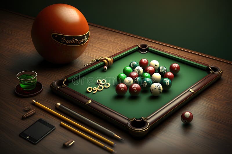 A Pool Game Code and Some Accessories, AI Generated Stock Illustration