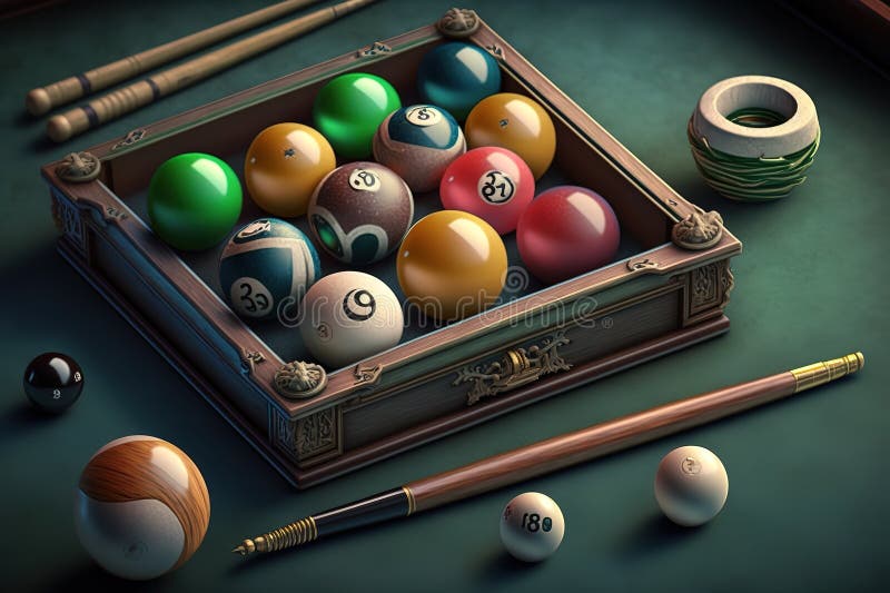 A Pool Game Code and Some Accessories, AI Generated Stock Illustration