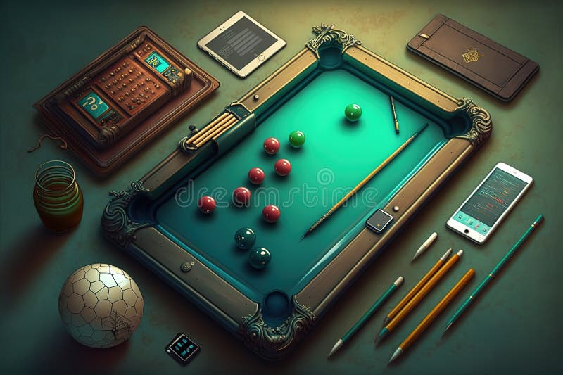 A Pool Game Code and Some Accessories, AI Generated Stock Photo Image
