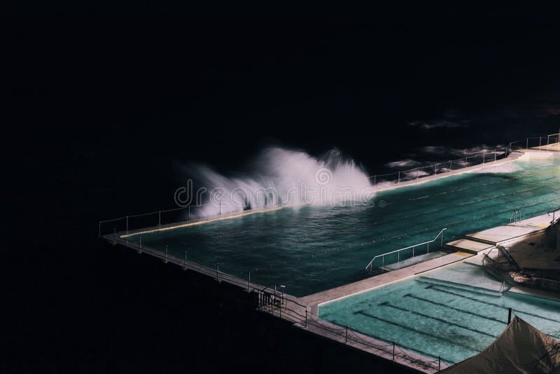 Pool Night Ocean Wind Water Turquoise stock photo