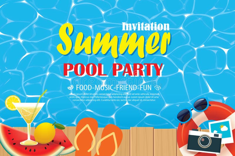 Pool Party Invitation Art really Cool Stock Illustration - Illustration of  suit, back: 113110269