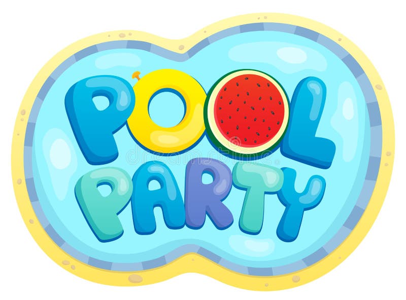 Pool party sign theme 2 stock vector. Illustration of melon 116327831