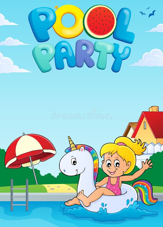 Pool party theme image 2 stock vector. Illustration of summertime