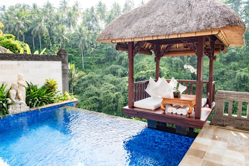 Pool privé dans le vice-roi de station de vacances de balinese, Ubud, Bali, hôtel au bord de forêt tropicale dans Ubud photos stock Pool privé dans le vice-roi de station de vacances de balinese, Ubud, Bali, hôtel au bord de forêt tropicale dans Ubud photos stock