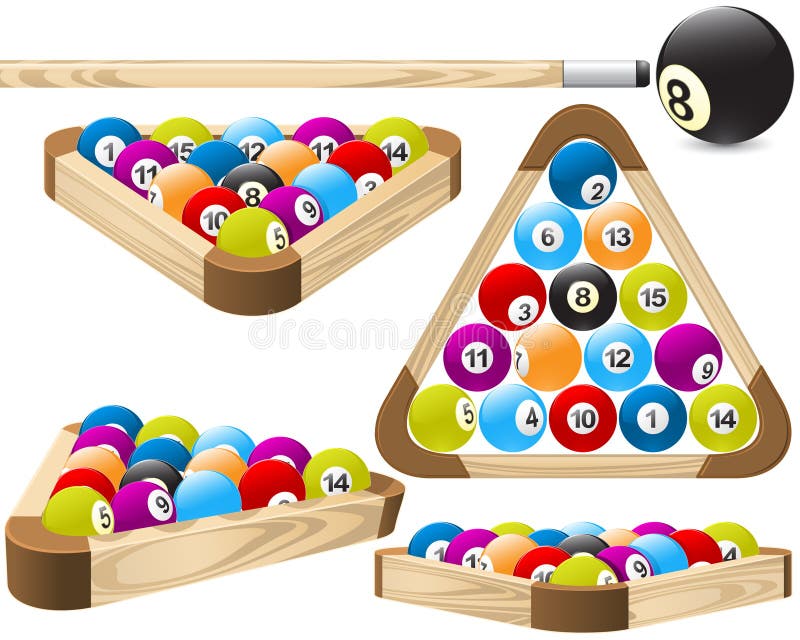 Billiard balls set illustration, 8 Ball Pool Table Billiards Rack