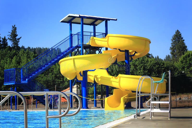 Pool Side Water Slide royalty free stock photography