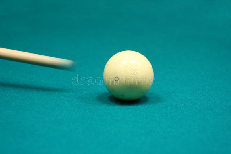 Pool Stick Striking Cue Ball Picture. Image 3046147