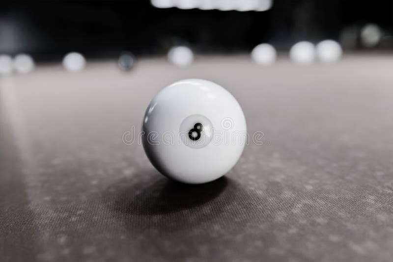 Pool Table Eight Ball in Black and White. Stock Photo Image of break