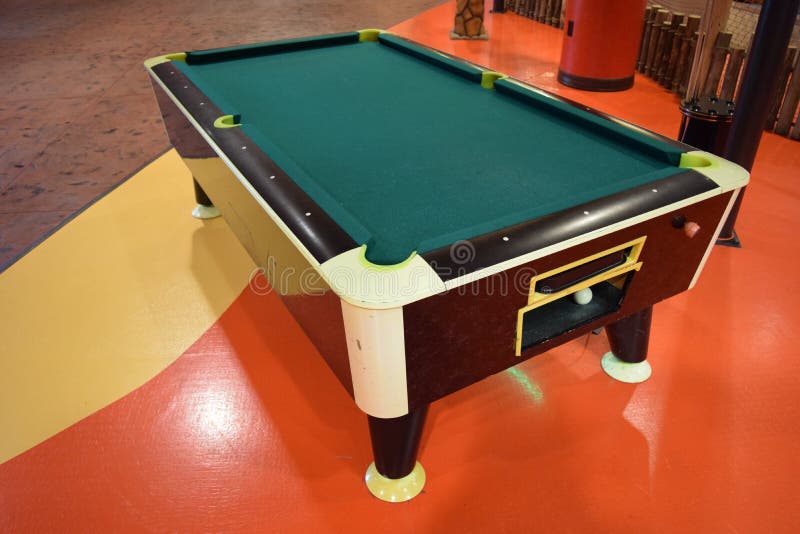 Pool Table with Green Felt on Colorful Flooring Stock Photo Image of