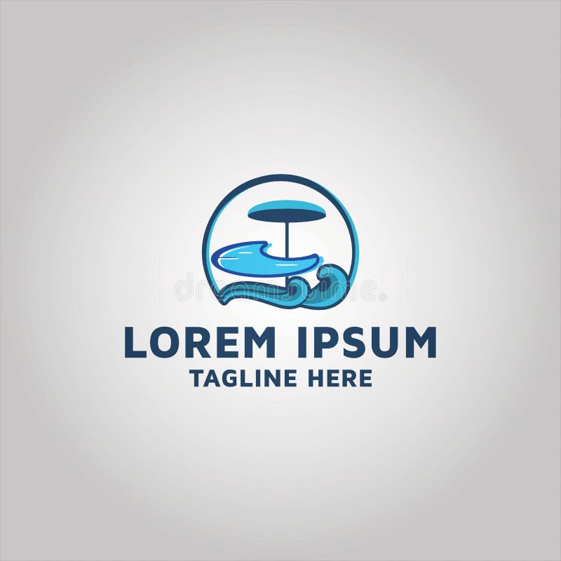 Pool with umbrella logo design idea and inspiration stock illustration