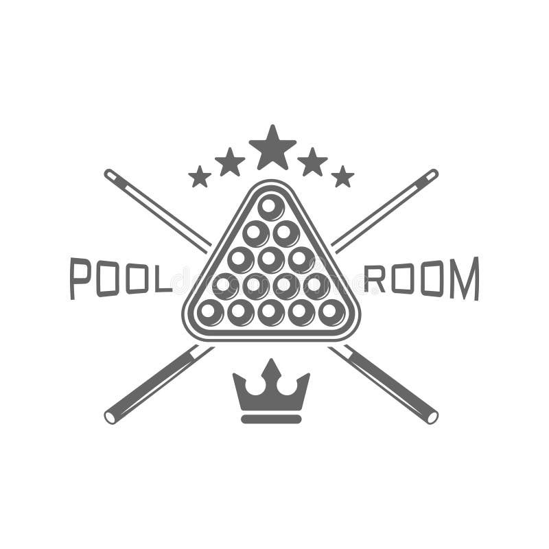 Pool-Zimmer, einfarbige Vektorembleme des Billardclubs stock abbildung Pool-Zimmer, einfarbige Vektorembleme des Billardclubs stock abbildung