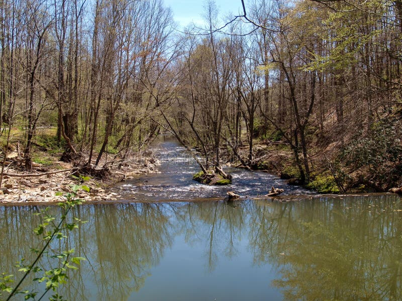 Pool ?ber der Verdammung entlang Schienen-Spur Elkin u. Alleghany stockbilder Pool ?ber der Verdammung entlang Schienen-Spur Elkin u. Alleghany stockbilder